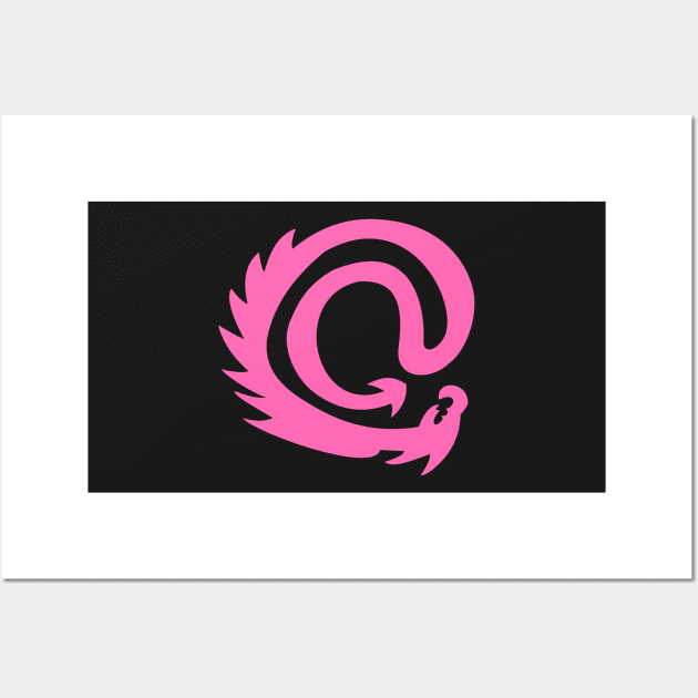 Hot Pink @ At Sign Symbol Cyber Dragon Design Wall Art by LuckDragonGifts